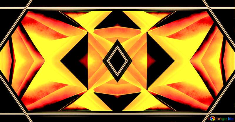 Computer screen large gold polygon design orange symmetry art pattern №51586