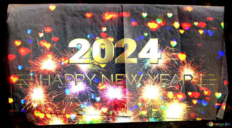 Old paper folded sheet happy new year 2024 background №33533