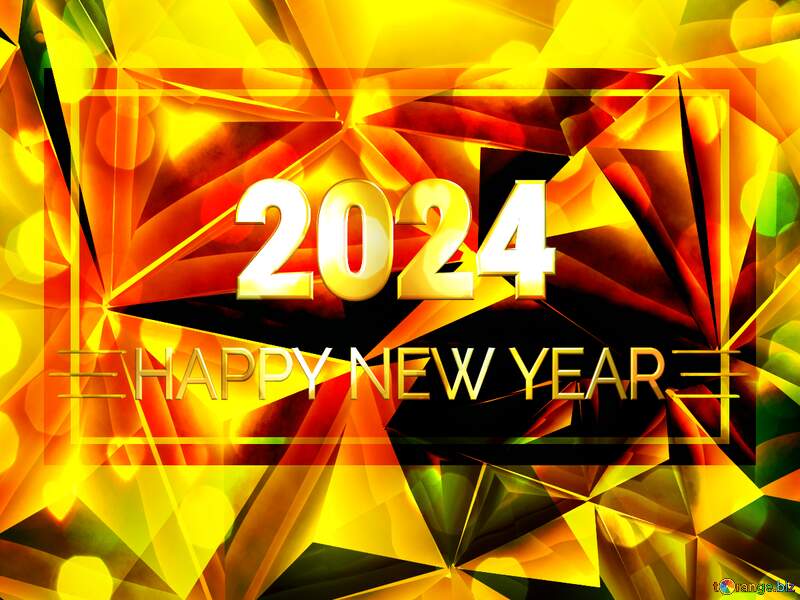 Orange yellow graphic design background pattern gold polygon happy new year 2024 banner business background №51586