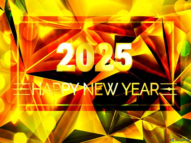 Orange yellow graphic design background pattern gold polygon happy new year 2025 banner business background №51586