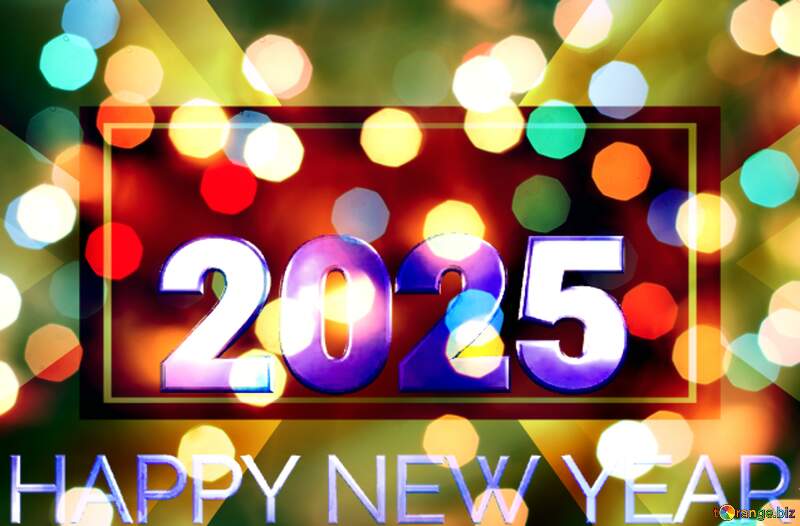 Blue gold  happy new year 2025 a close up of  visual effect lighting neon sign light №56779