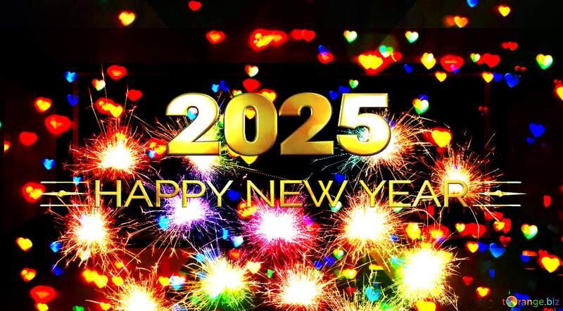 Neon lighting sparkler happy new year 2025 gold christmas outdoor light holiday background №25595