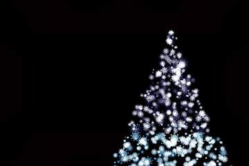 FX №228208 Blue Clipart Christmas tree from snowflakes on black background