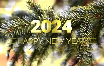 FX №228847 Happy New Year 2012  branches spruce bokeh lights background