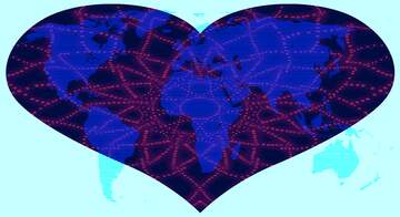 FX №228005 heart map World blue background