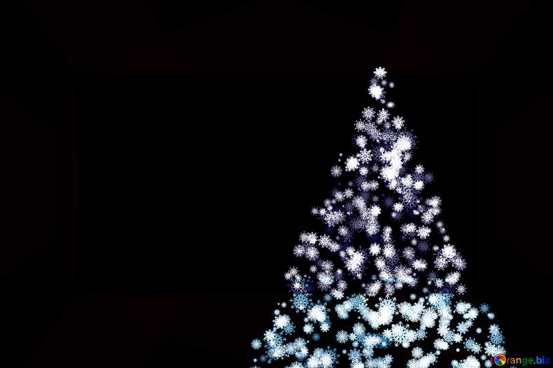 Blue Clipart Christmas tree from snowflakes on black background №40850