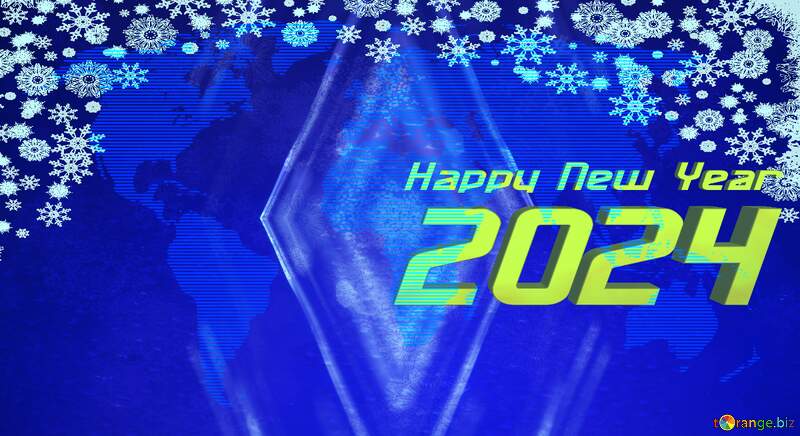 Happy New Year 2024 Blue art World map background concept global Christmas №54504