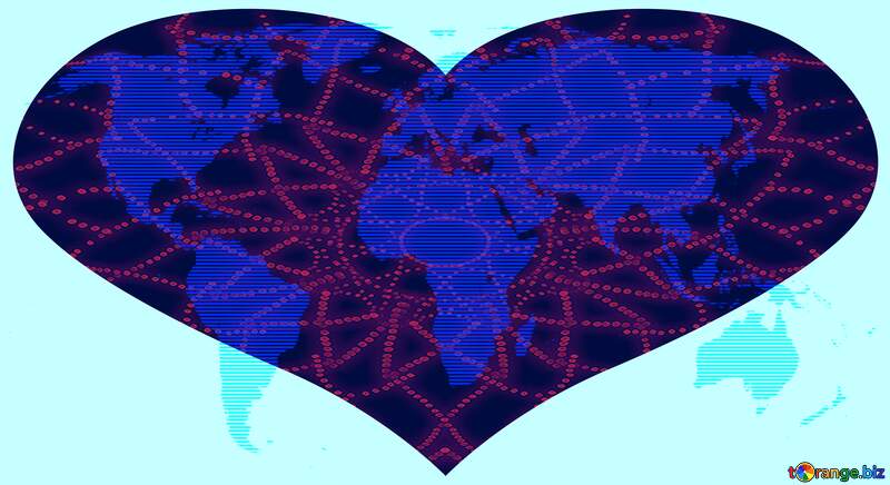 heart map World blue background №54504