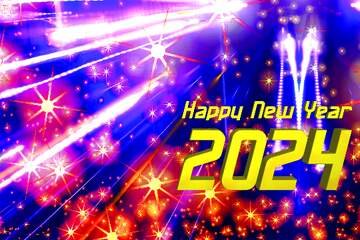 FX №229106 Happy new year 2024 neon Techno background