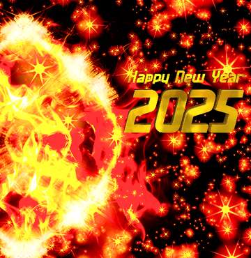 FX №229105 Happy new year 2025 dark  stars space fire  background