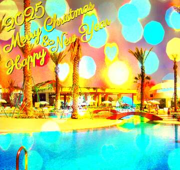 FX №229182 Hotel swimming Pool Christmas background 2025