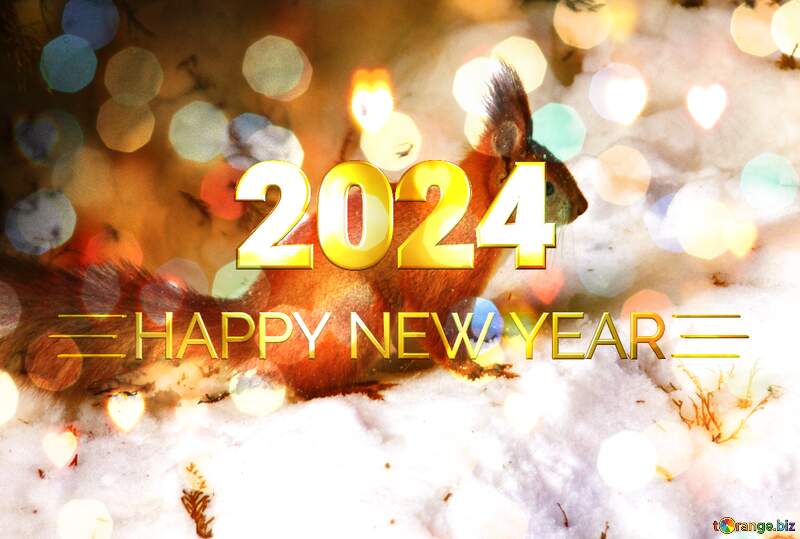 Squirrel happy new year 2024 background №4141