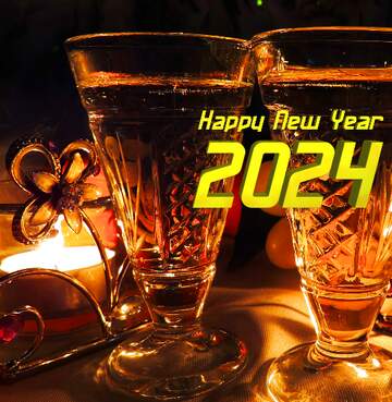 FX №23782 New Year Drink glasses at a cafe happy  New Year 2024