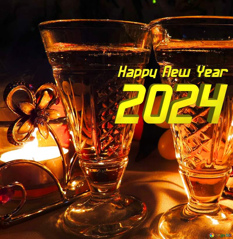 New Year Drink glasses at a cafe happy  New Year 2024 №15174