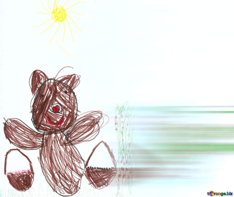 Bear with baskets Children`s drawing №42748