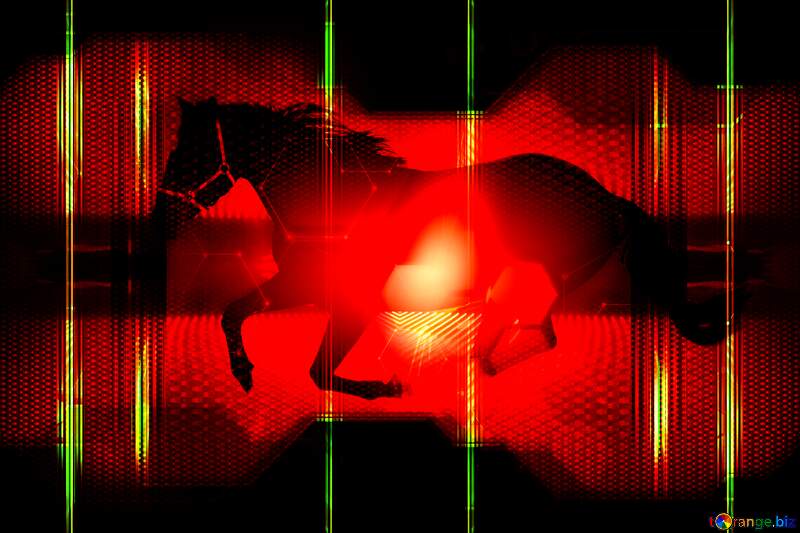 Dark red horse  Technology design background №54485