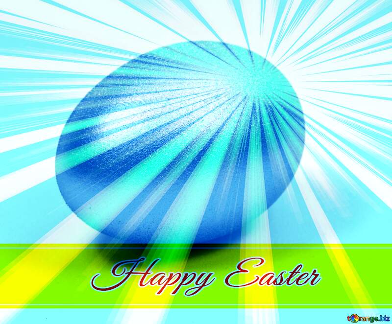 Happy Easter Background blue  Easter Egg with sunlight Rays №8237
