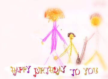 FX №231693 Family Children drawing HAPPY BIRTHDAY TO YOU