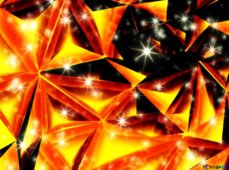 Orange gold polygon metal background with stars №51586
