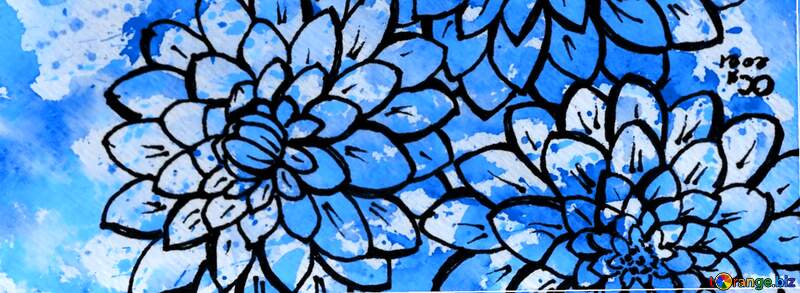 Creative design autumn flowers blue clip art №56175