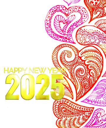 FX №233536 Happy New Year 2025 flower hearts