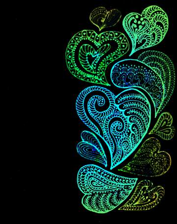 FX №233541 Neon glow hearts background