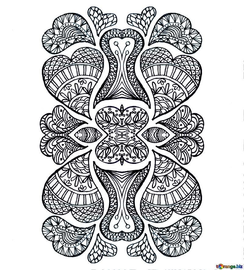 art symmetry pattern drawing line art ink painting heats №56196