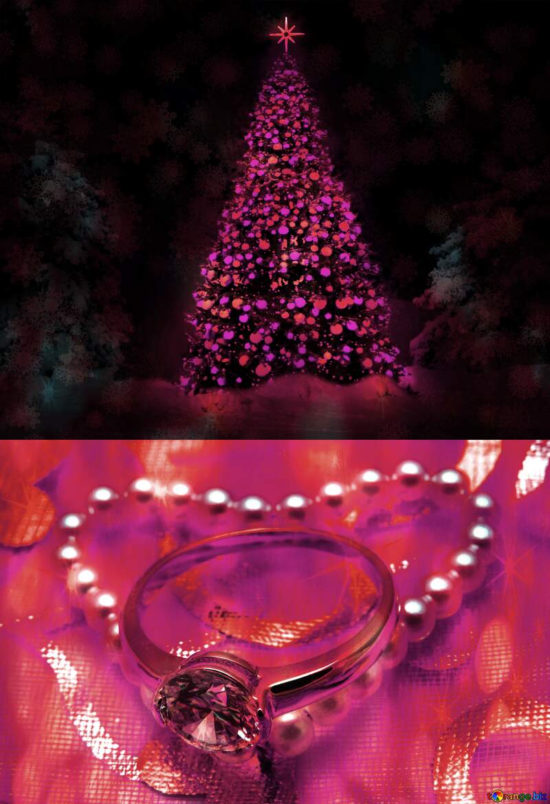 Christmas tree pink love glamour card №40739