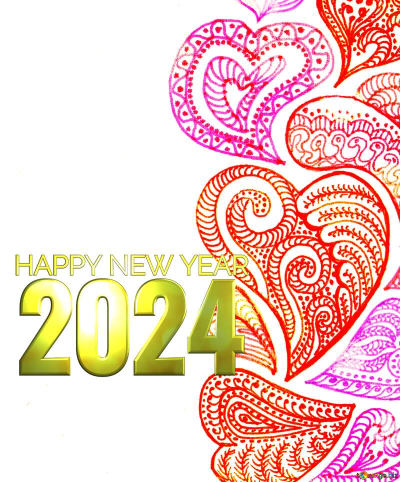 Happy New Year 2024 flower hearts №56181