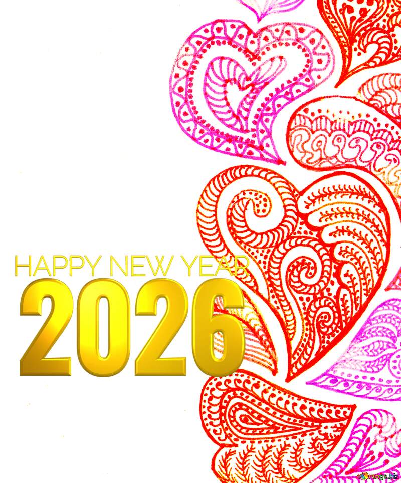 Happy New Year 2026 flower hearts №56181
