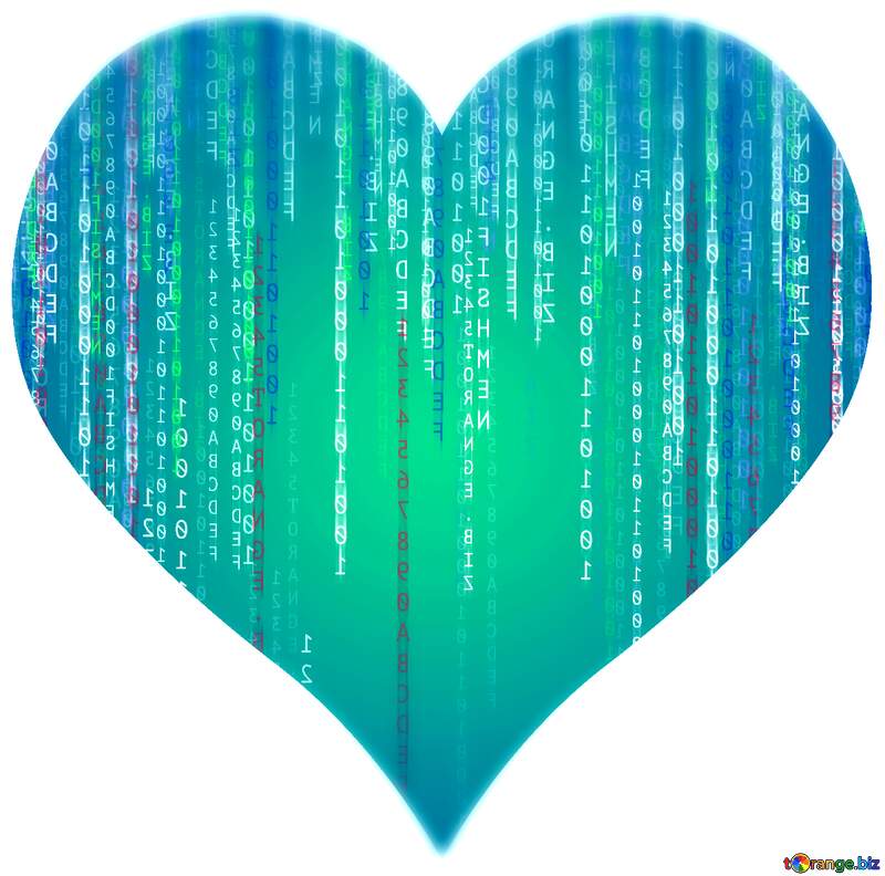 Digital heart  matrix style background №49671