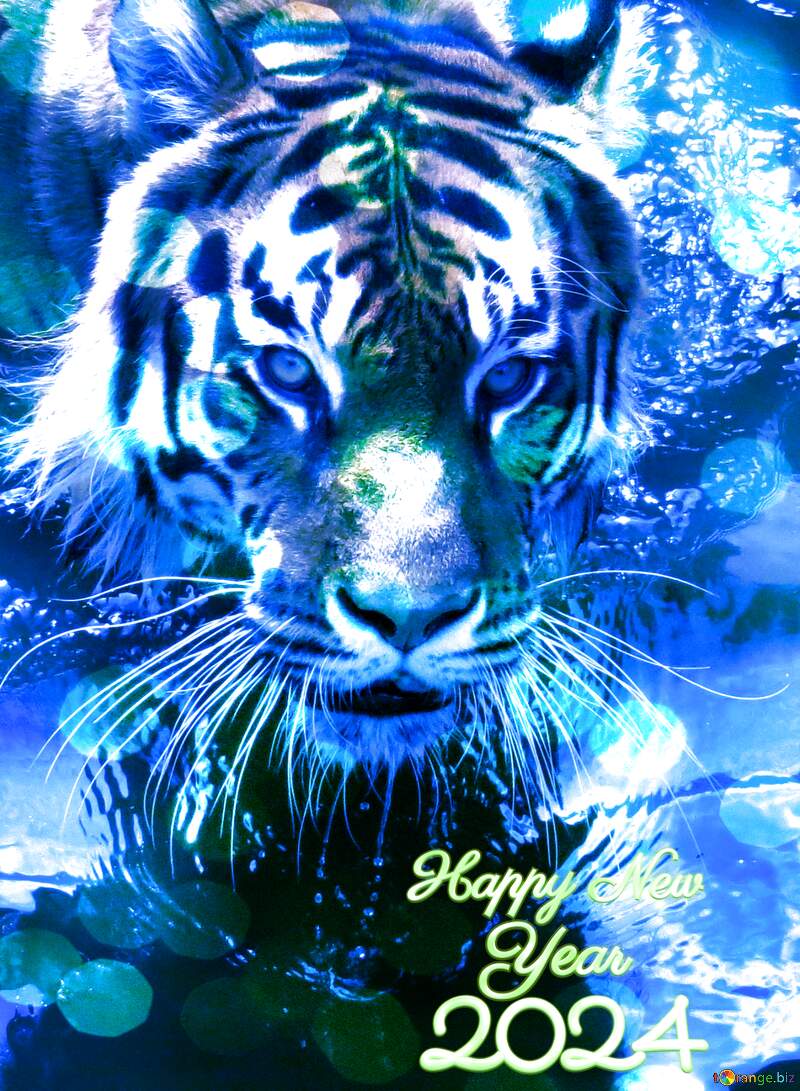 2022 Tiger year water blue №45016