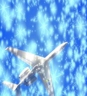 FX №239885 Blue Sky white plane bright twinkling stars pattern
