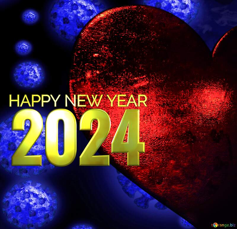 Covid 19 Heart background Happy New Year 2024 №56250