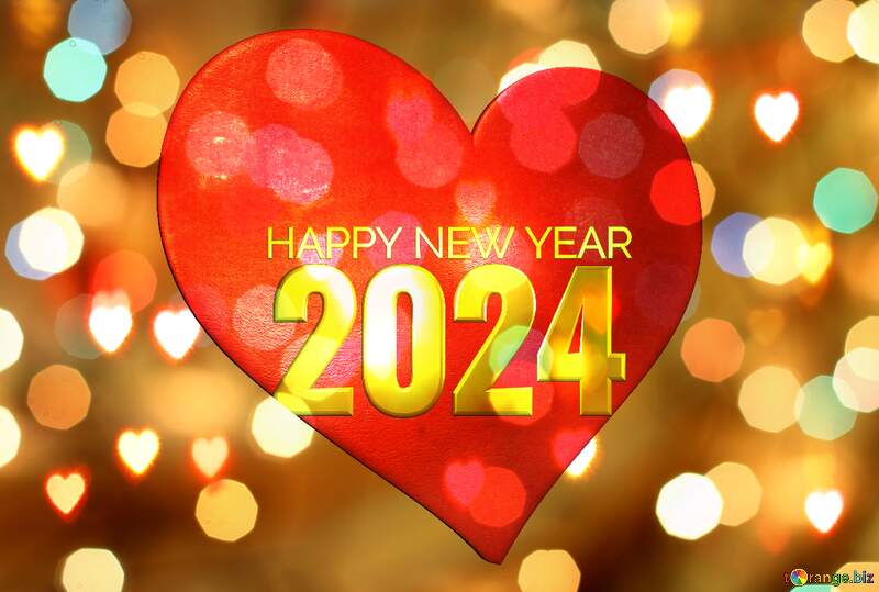Heart Christmas background Happy New Year 2024 №56250