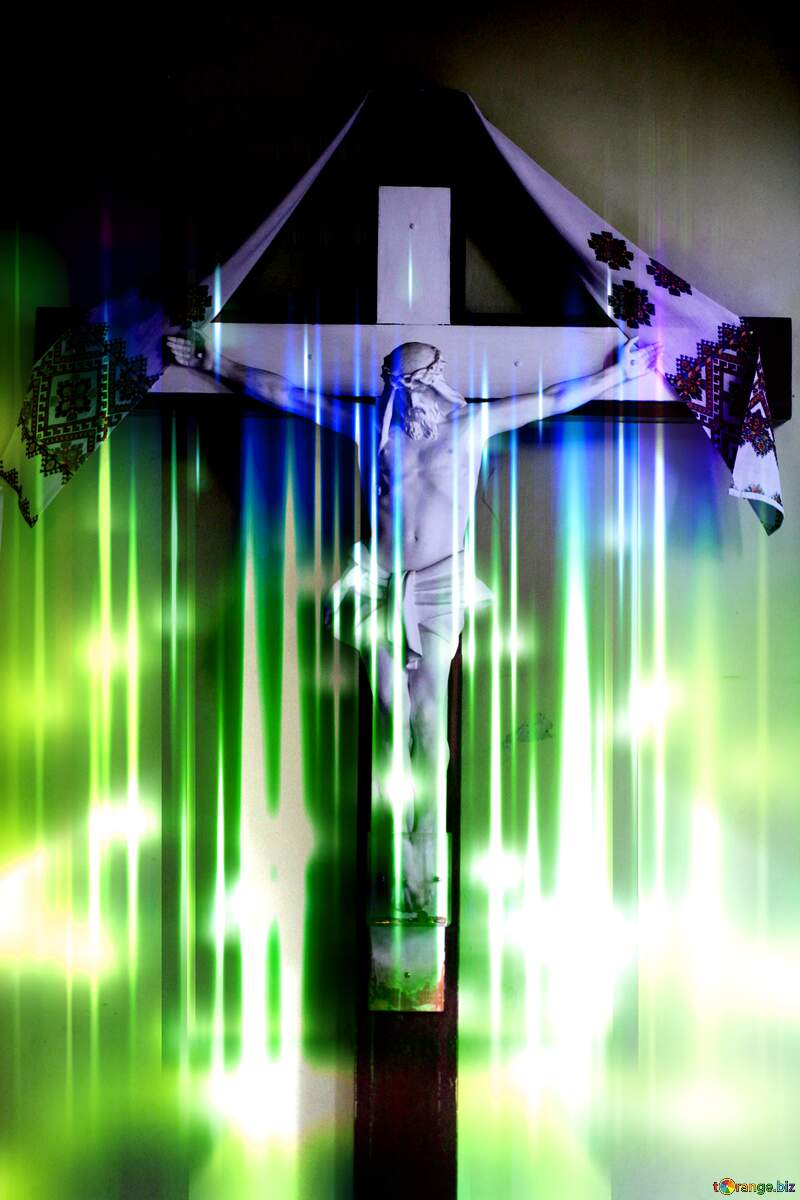 Symbol cross  jesus  lights  background №51769