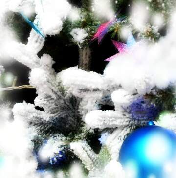 FX №266850 Christmas Background with Blue Christmas Balls and Snow for Xmas Design.