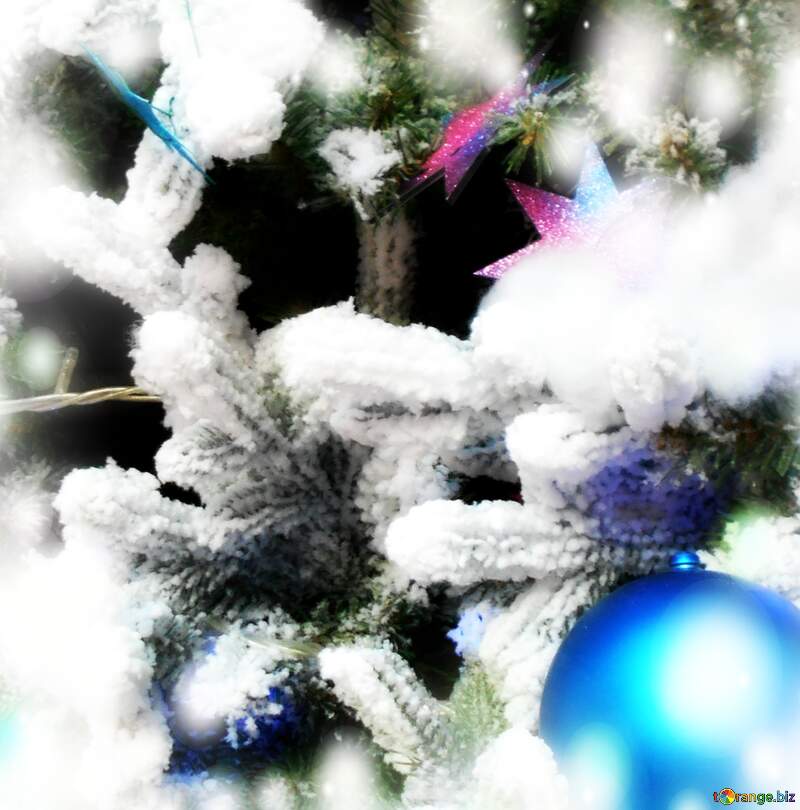 Christmas Background with Blue Christmas Balls and Snow for Xmas Design. №51172