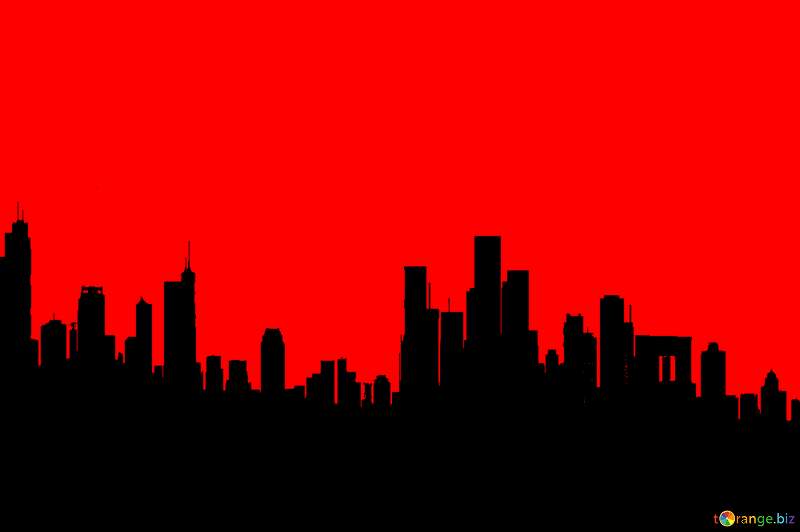 Red sky  city silhouette №56398