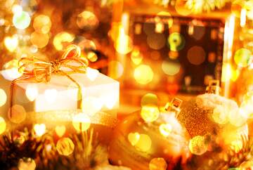 FX №267872 Enchanting Holiday Gifts with Golden Glow and Bokeh Effects