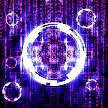 FX №267782 Futuristic Digital Matrix with Circles and Binary Codes