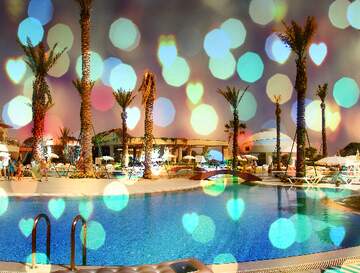 FX №267868 Stunning Tropical Oasis with Glittering Pool Under Twilight Skies