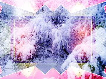 FX №267721 Vibrant Winter Wonderland: Snow-Covered Branches in Artistic Frame