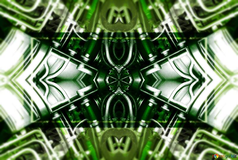 Abstract Green Industrial Pattern: A Kaleidoscopic Exploration of Machinery №26250