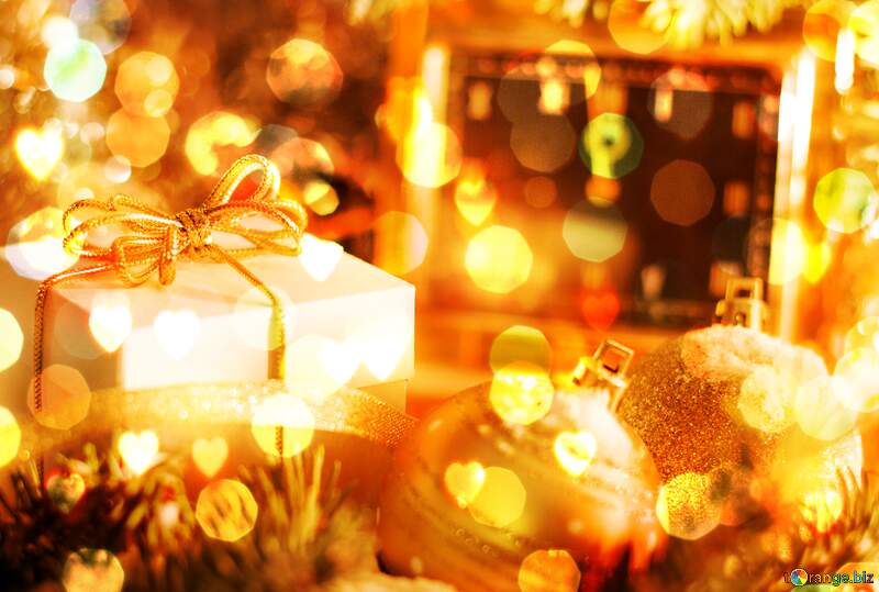 Enchanting Holiday Gifts with Golden Glow and Bokeh Effects №15364