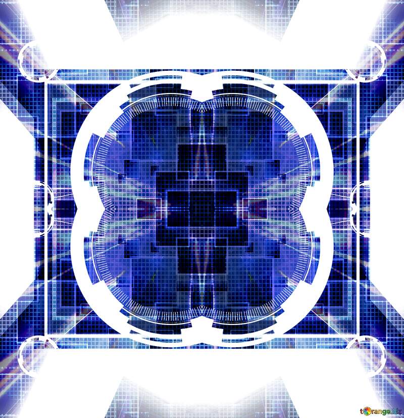 Stunning Blue Abstract Digital Art with Geometric Patterns and High-Tech Aesthetic №56297