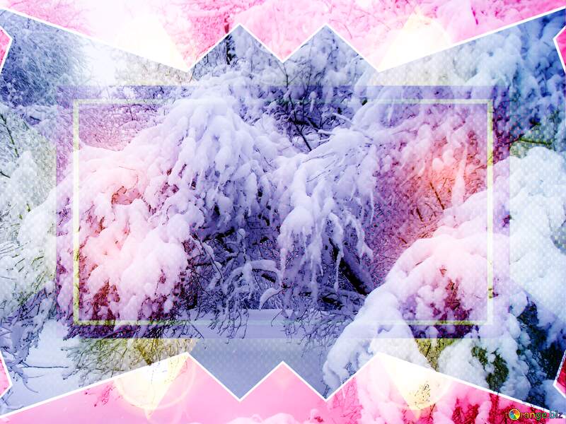 Vibrant Winter Wonderland: Snow-Covered Branches in Artistic Frame №10522