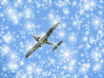 FX №268178 Airplane Flying Through a Sparkling Sky - Enchanting Aerial Adventure