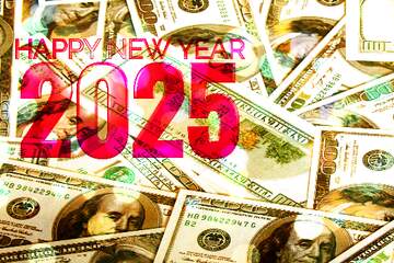 FX №268942 Festive New Year`s Celebration 2025 with Cash Background