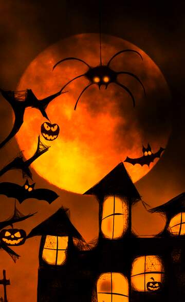 FX №268781 Spooky Halloween Night with Haunted House and Bats